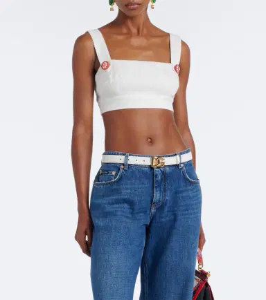 Dolce & Gabbana Cotton and linen-blend crop top | Thumbnail 5 Dolce & Gabbana Cotton and linen-blend crop top | Thumbnail 5