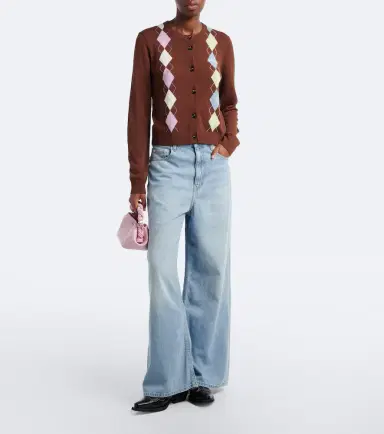 Ganni Argyle cotton cardigan | Thumbnail 2 Ganni Argyle cotton cardigan | Thumbnail 2