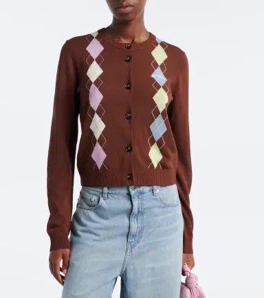 Ganni Argyle cotton cardigan | Thumbnail 5 Ganni Argyle cotton cardigan | Thumbnail 5