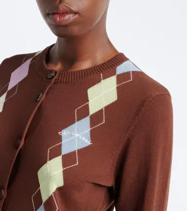 Ganni Argyle cotton cardigan | Thumbnail 6 Ganni Argyle cotton cardigan | Thumbnail 6
