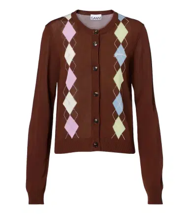 Ganni Argyle cotton cardigan | Thumbnail 1 Ganni Argyle cotton cardigan | Thumbnail 1