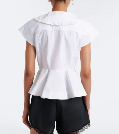 Ganni Bow-detail peplum cotton poplin blouse | Thumbnail 6 Ganni Bow-detail peplum cotton poplin blouse | Thumbnail 6