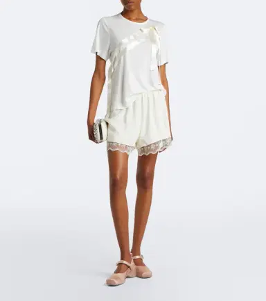 Simone Rocha Lace-trimmed satin shorts | Thumbnail 4