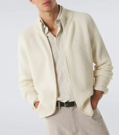 Lardini Ribbed-knit wool and cashmere zip-up cardigan | Thumbnail 4