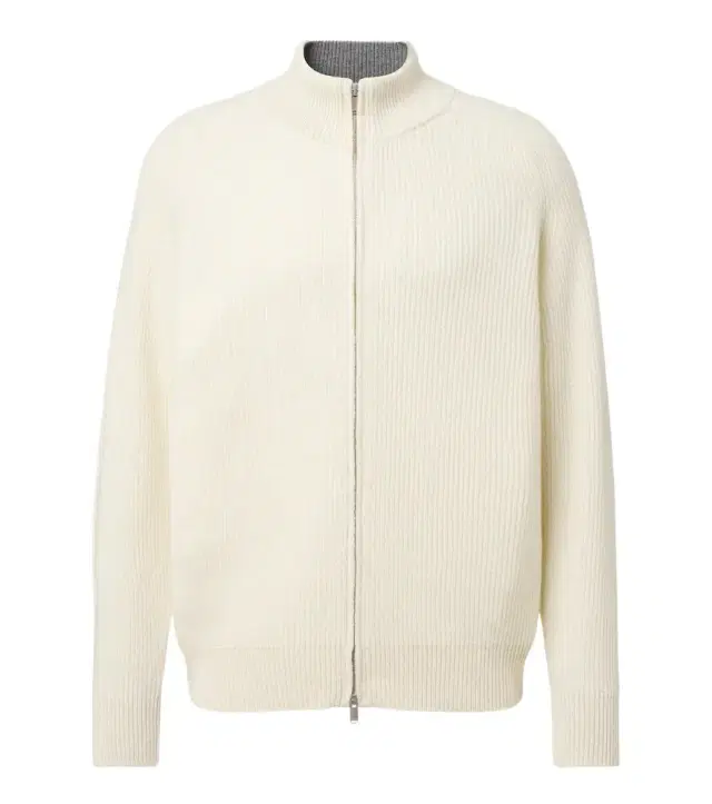 Ribbed-knit wool and cashmere zip-up cardigan