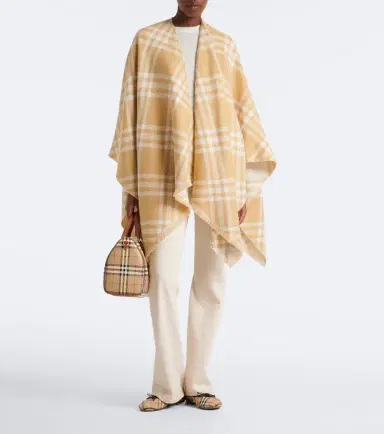 Burberry Check wool, silk, and cashmere cape | Thumbnail 3 Burberry Check wool, silk, and cashmere cape | Thumbnail 3