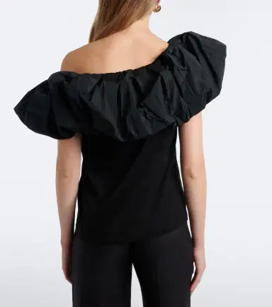 Max Mara Ruffled off-shoulder cotton top | Thumbnail 3