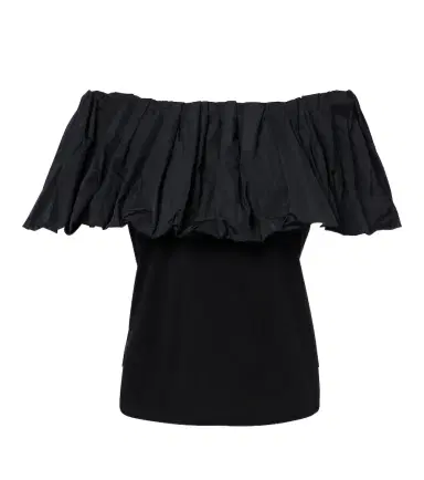 Max Mara Ruffled off-shoulder cotton top | Thumbnail 1