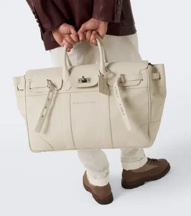Brunello Cucinelli Logo leather duffel bag | Thumbnail 3