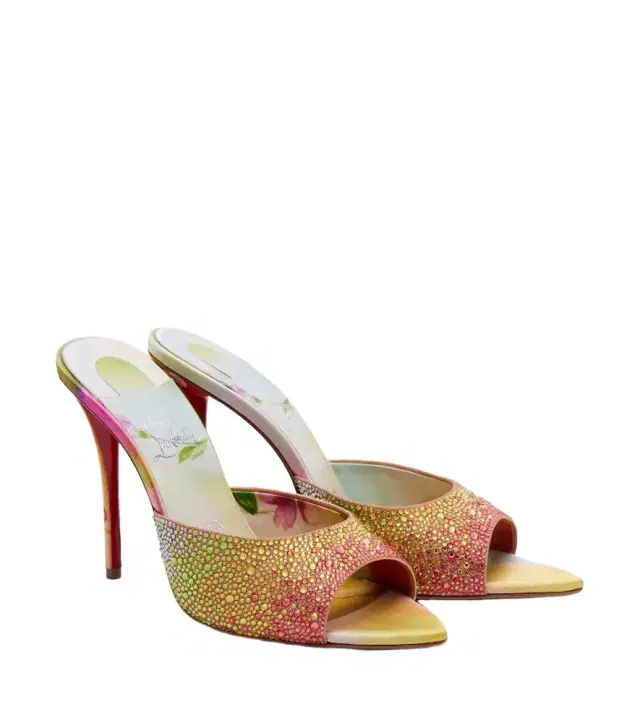 Christian Louboutin Miss Z embellished crêpe satin mules