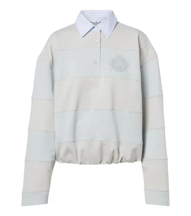 Acne Studios Striped cotton fleece polo sweatshirt