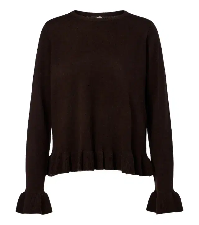 Ruffled virgin wool and cashmere sweater