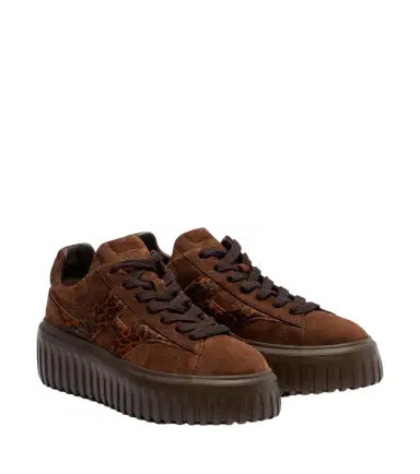 Hogan H645 fur-trimmed leather platform sneakers | Thumbnail 1