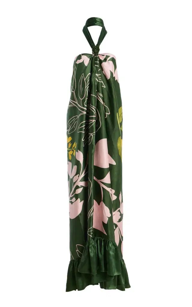 VERANDAH Halter Satin Maxi Dress