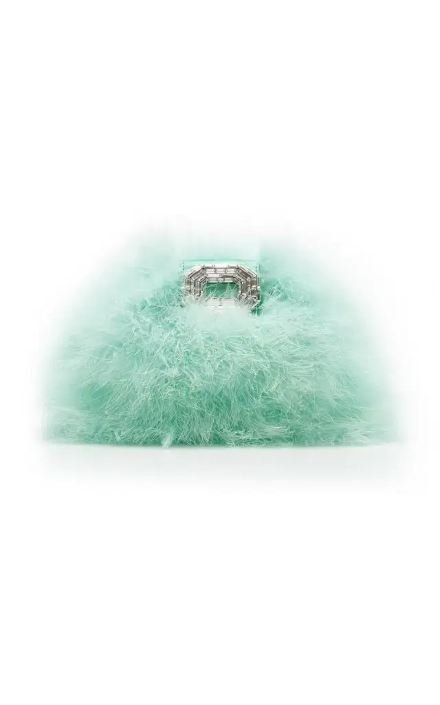 Amina Muaddi Camelia Feather Bag