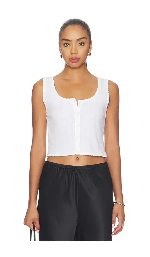 Pointelle Button Down Tank