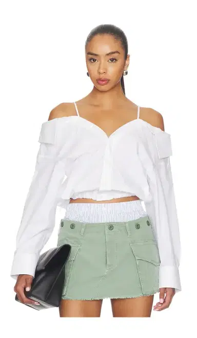Alexander Wang Pre-styled Off Shoulder Top With Bra Straps | Thumbnail 1 Alexander Wang Pre-styled Off Shoulder Top With Bra Straps | Thumbnail 1