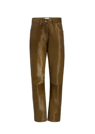Khaite Callum Pant In Almond Haircalf | Thumbnail 1 Khaite Callum Pant In Almond Haircalf | Thumbnail 1