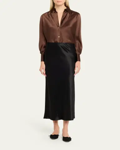 Vince Side-Slit Satin Slip Skirt | Thumbnail 2