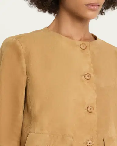 Akris Collarless Suede Single-Breasted Jacket | Thumbnail 5 Akris Collarless Suede Single-Breasted Jacket | Thumbnail 5