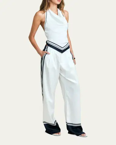 SEROYA Marlowe Striped Satin Pants | Thumbnail 2