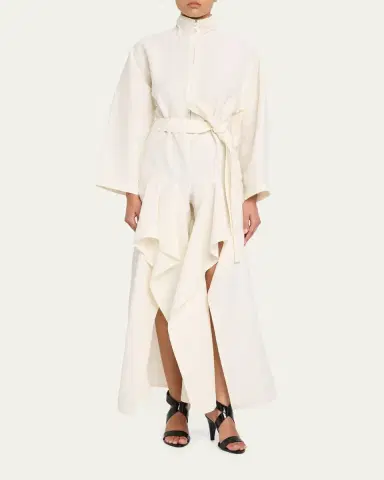 Alaïa Ruffle Slit Straight-Leg Zip Jumpsuit | Thumbnail 2 Alaïa Ruffle Slit Straight-Leg Zip Jumpsuit | Thumbnail 2