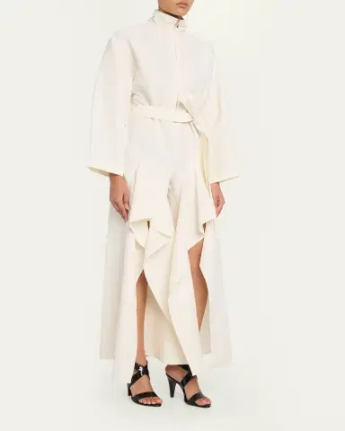 Alaïa Ruffle Slit Straight-Leg Zip Jumpsuit | Thumbnail 4 Alaïa Ruffle Slit Straight-Leg Zip Jumpsuit | Thumbnail 4