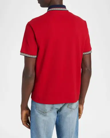 Versace Men's Greca-Trim Cotton Pique Medusa Polo Shirt | Thumbnail 2 Versace Men's Greca-Trim Cotton Pique Medusa Polo Shirt | Thumbnail 2