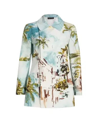 Oscar de la Renta Long-Sleeve Landscape-Print Double-Breasted Jacket | Thumbnail 1 Oscar de la Renta Long-Sleeve Landscape-Print Double-Breasted Jacket | Thumbnail 1