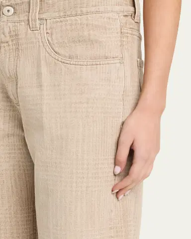 Brunello Cucinelli Check-Print Denim Straight-Leg Crop Pants | Thumbnail 5 Brunello Cucinelli Check-Print Denim Straight-Leg Crop Pants | Thumbnail 5