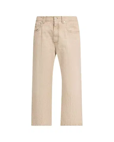Brunello Cucinelli Check-Print Denim Straight-Leg Crop Pants | Thumbnail 1 Brunello Cucinelli Check-Print Denim Straight-Leg Crop Pants | Thumbnail 1