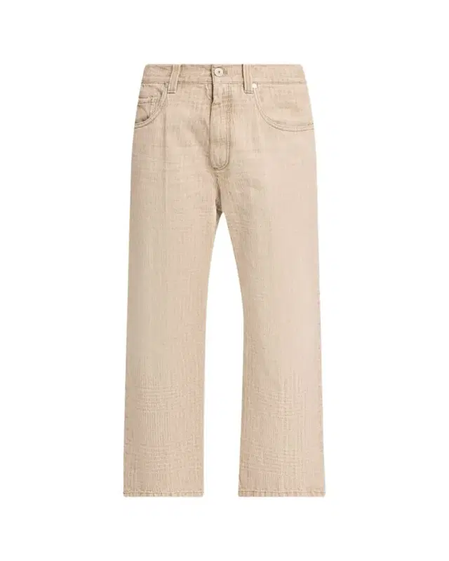 Brunello Cucinelli Check-Print Denim Straight-Leg Crop Pants