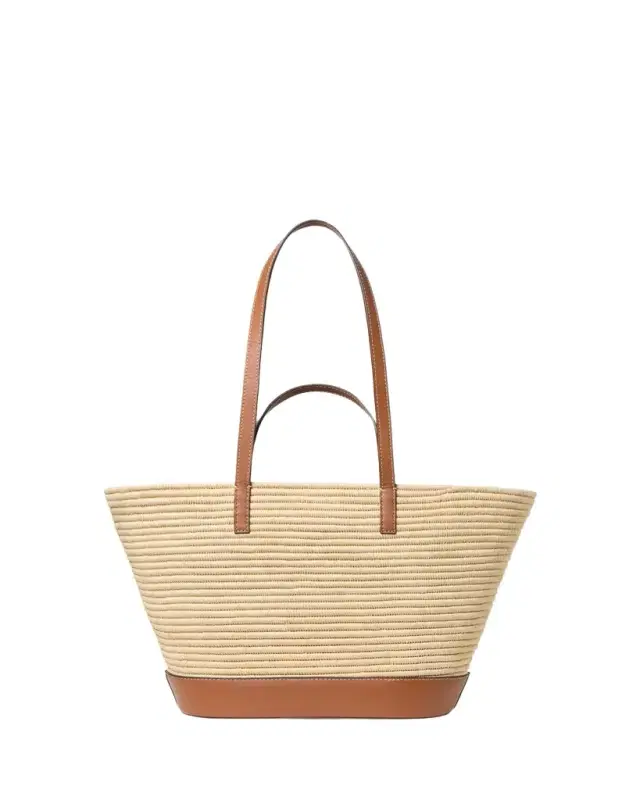 Loeffler Randall Granger Leather-Trim Raffia Tote Bag