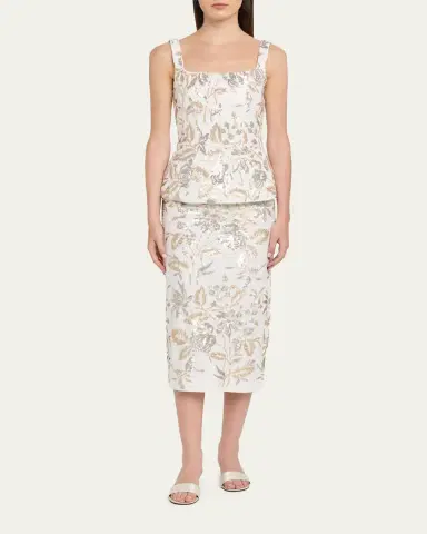 PRABAL GURUNG Floral Sequined Midi Pencil Skirt | Thumbnail 2 PRABAL GURUNG Floral Sequined Midi Pencil Skirt | Thumbnail 2