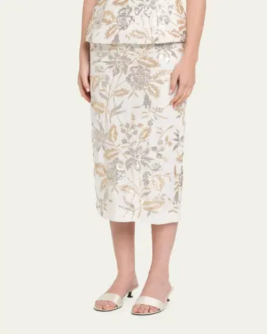 PRABAL GURUNG Floral Sequined Midi Pencil Skirt | Thumbnail 4 PRABAL GURUNG Floral Sequined Midi Pencil Skirt | Thumbnail 4