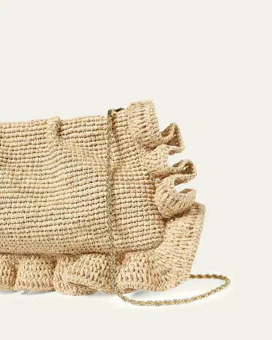 Loeffler Randall Mavis Ruffle-Trim Raffia Clutch Bag | Thumbnail 2