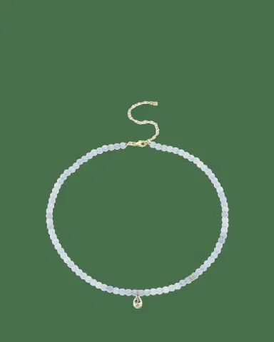 Sydney Evan 14K Pear Aquamarine Beaded Necklace | Thumbnail 2 Sydney Evan 14K Pear Aquamarine Beaded Necklace | Thumbnail 2