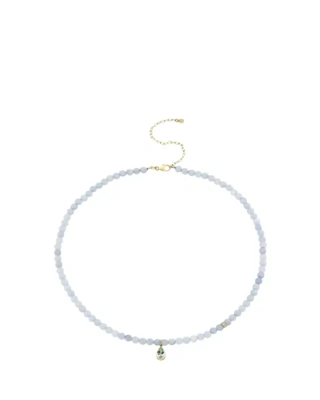 Sydney Evan 14K Pear Aquamarine Beaded Necklace