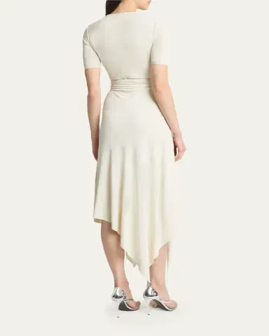 Alaïa Asymmetric Fluid Jersey Belted Midi Dress | Thumbnail 3
