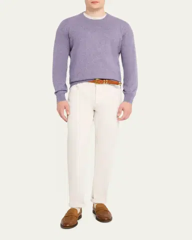 Brunello Cucinelli Men's Cashmere Melange Crewneck Sweater | Thumbnail 2