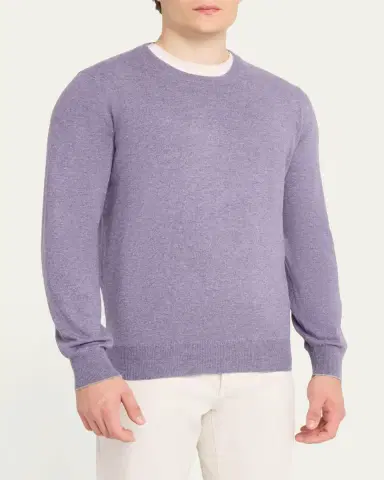 Brunello Cucinelli Men's Cashmere Melange Crewneck Sweater | Thumbnail 4