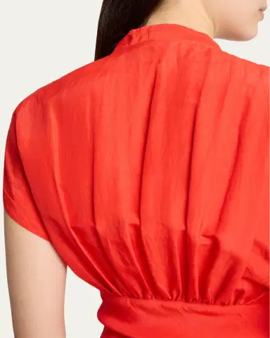 Alaïa Plunging Belted Linen Midi Dress | Thumbnail 5