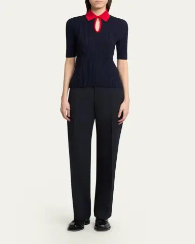 Jil Sander Short-Sleeve Button-Keyhole Polo Shirt | Thumbnail 2
