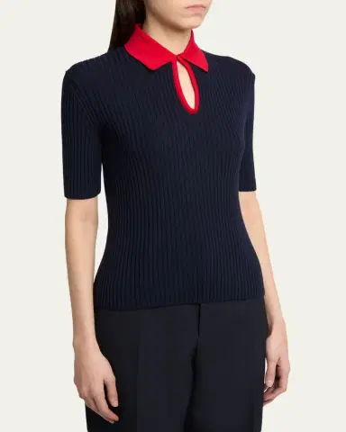 Jil Sander Short-Sleeve Button-Keyhole Polo Shirt | Thumbnail 4