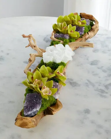 T & C Floral Company Log Filled with Preserved Stone Roses | Thumbnail 1