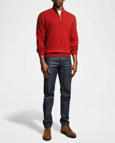 Neiman Marcus Men's Wool-Cashmere 1/4-Zip Sweater | Thumbnail 2