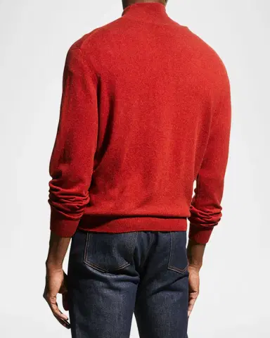 Neiman Marcus Men's Wool-Cashmere 1/4-Zip Sweater | Thumbnail 3