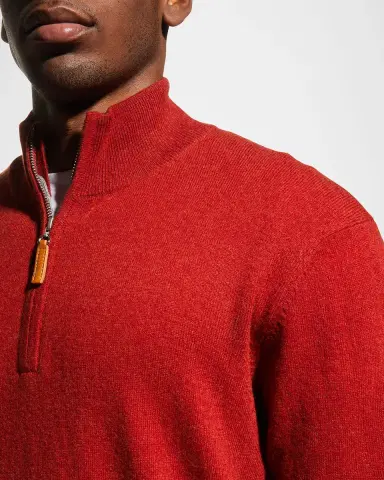 Neiman Marcus Men's Wool-Cashmere 1/4-Zip Sweater | Thumbnail 5