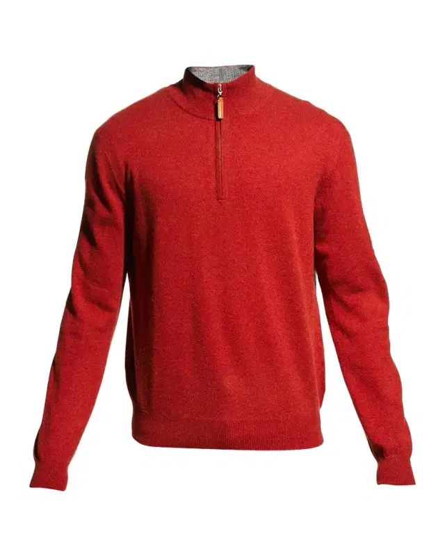 Neiman Marcus Men's Wool-Cashmere 1/4-Zip Sweater