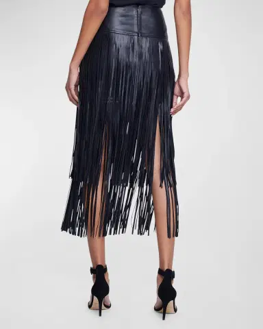 L'AGENCE Karolina Faux Leather Fringe Skirt | Thumbnail 4 L'AGENCE Karolina Faux Leather Fringe Skirt | Thumbnail 4